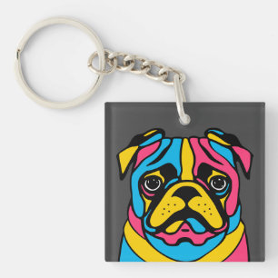Mops mit 3 Tönen Schlüsselanhänger