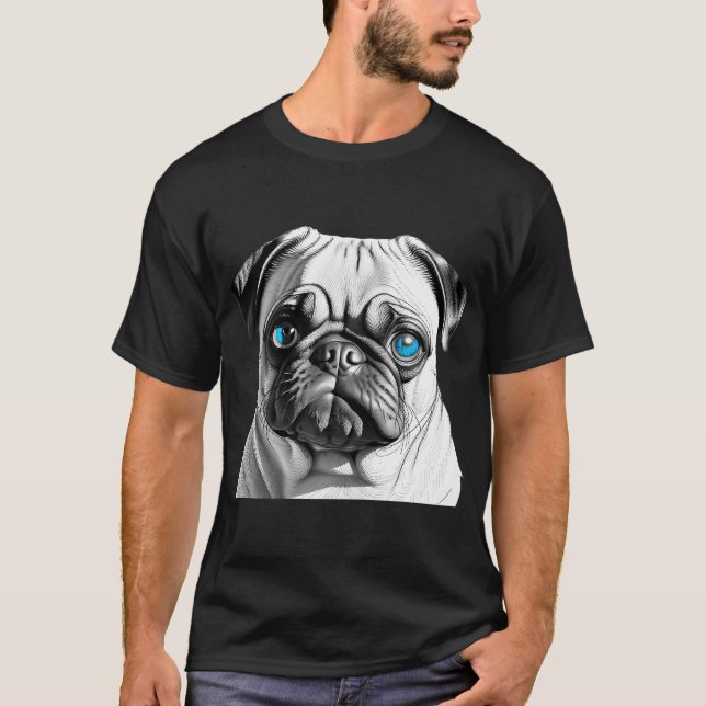 Mops mit blauen Augen T-Shirt (Vorderseite)