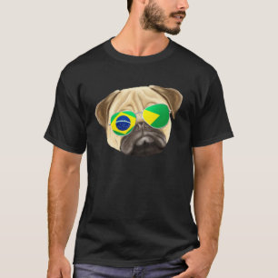 Mops mit brasilianischer Flagge Brasilien Tasche T-Shirt