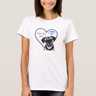 Mops mit Brillenhecht Hund individuell anpassbares T-Shirt