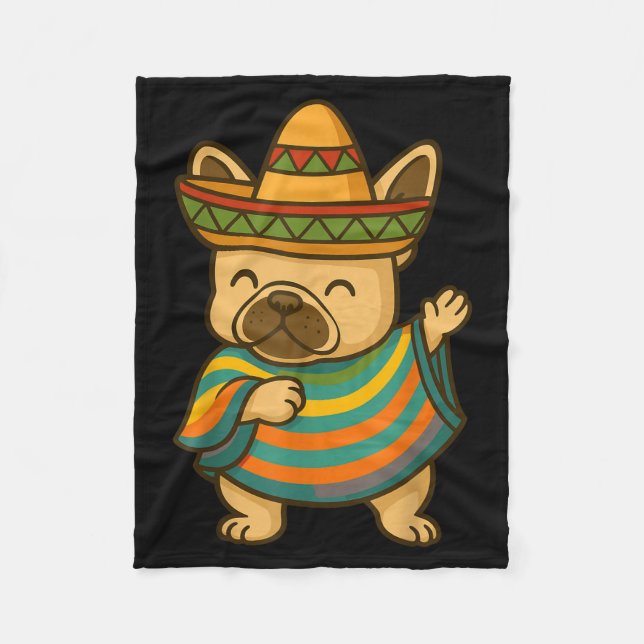 Mops mit Cinco de Mayo-Geste  Fleecedecke (Vorderseite)