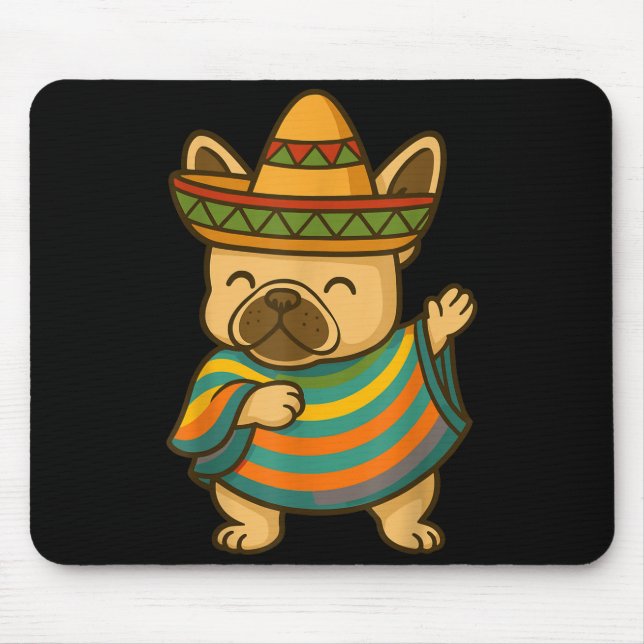 Mops mit Cinco de Mayo-Geste  Mousepad (Vorne)
