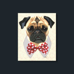 Mops mit der Krawatte "Rot und Weiß" Leinwanddruck<br><div class="desc">Haustiere</div>