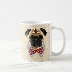 Mops mit der Krawatte "Rot und Weiß" Tasse
