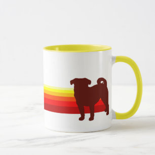 Mops mit der Streifen-Tasse Tasse