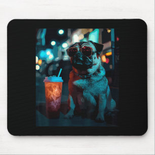 Mops mit Eiskaffee Mousepad