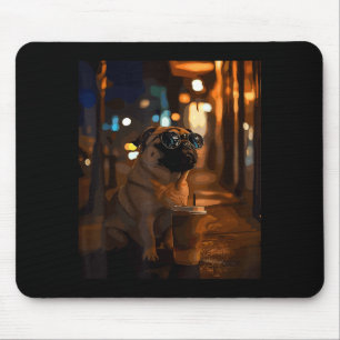 Mops mit Eiskaffee  Mousepad