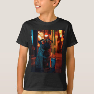 Mops mit Eiskaffee T-Shirt
