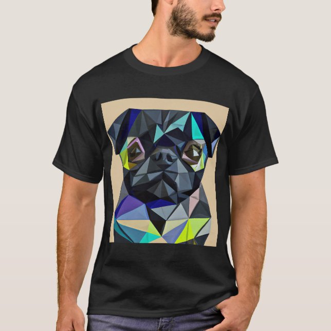 Mops mit geometrischer Abstraktion T-Shirt (Vorderseite)
