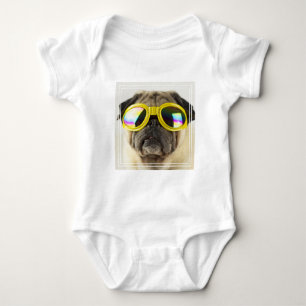 Mops mit Goggles Baby Strampler