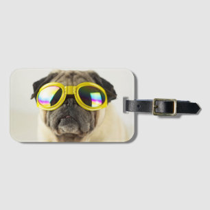 Mops mit Goggles Gepäckanhänger