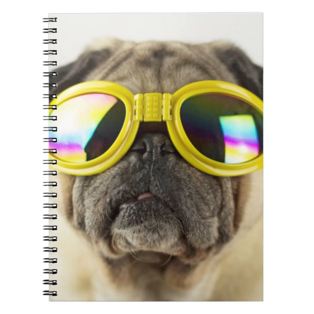 Mops mit Goggles Notizblock (Vorderseite)