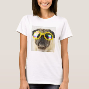 Mops mit Goggles T-Shirt