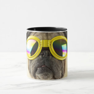 Mops mit Goggles Tasse
