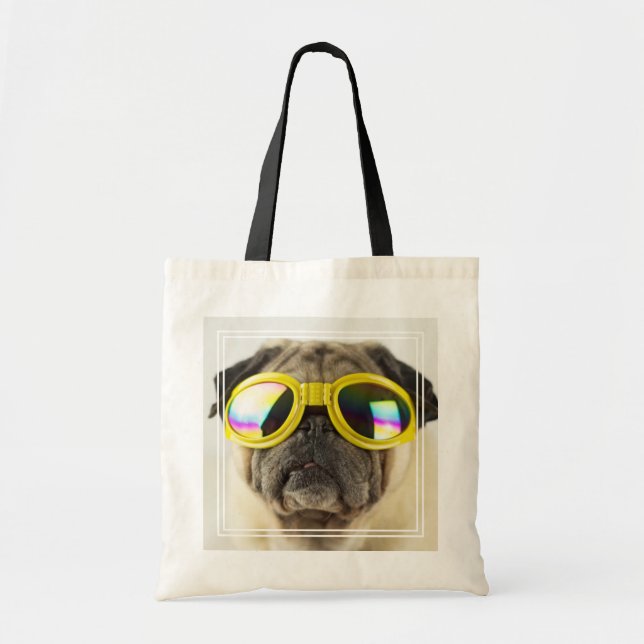 Mops mit Goggles Tragetasche (Vorne)
