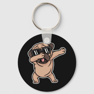 Mops mit guter Laune mit Sonnenbrille Dabbing Schlüsselanhänger