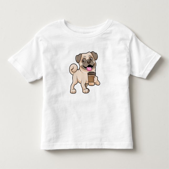 Mops mit Kaffee zum Mitnehmen Kleinkind T-shirt (Vorderseite)