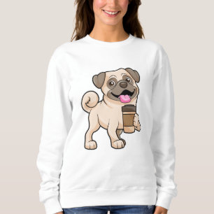 Mops mit Kaffee zum Mitnehmen Sweatshirt