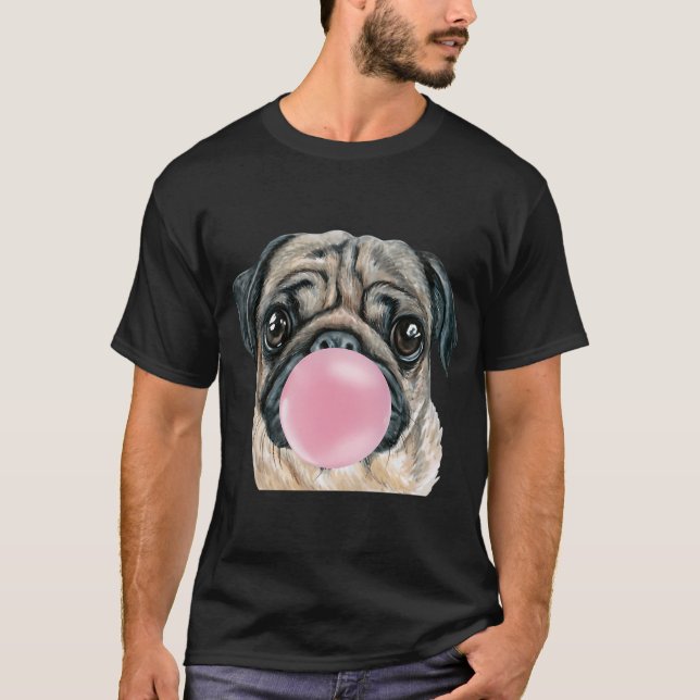 Mops mit Kaugummi T-Shirt (Vorderseite)