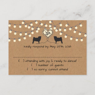 Mops mit Party Lights Response Card Einladung