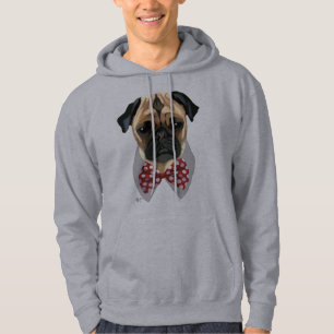 Mops mit Red Gepunktet Bow Krawatte Hoodie