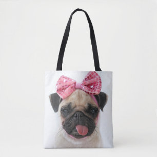 Mops mit rosa Bow