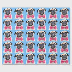 Mops mit rosa Fliege Geschenkpapier