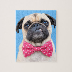 Mops mit rosa Fliege Puzzle