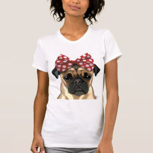 Mops mit rotem Spott auf Kopf T-Shirt