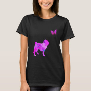 Mops mit Schmetterlings-Silhouette Süßer Hund Tier T-Shirt