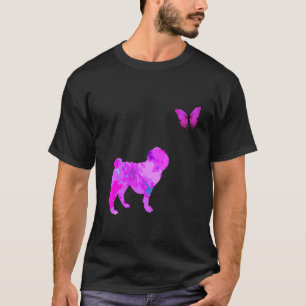 Mops mit Schmetterlingssilhouette Süßer Hund Tier T-Shirt