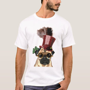 Mops mit Steampunk Art-Spitzenhut T-Shirt