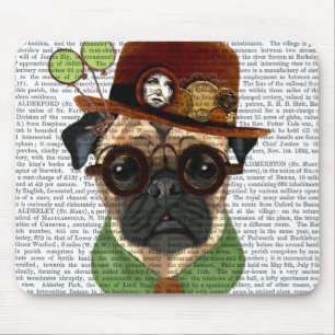 Mops mit Steampunk Bowler Hat Mousepad