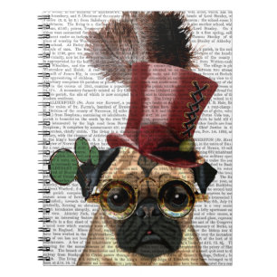 Mops mit Steampunk-Stilspitze Notizblock
