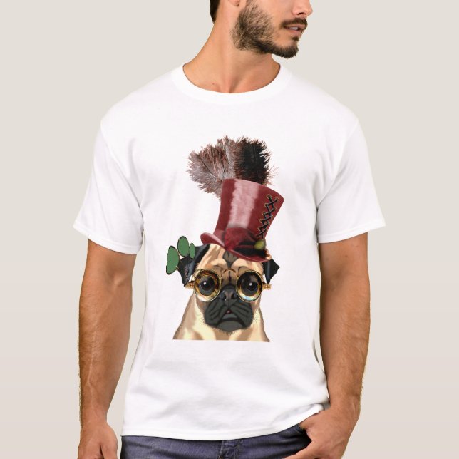 Mops mit Steampunk-Stilspitze T-Shirt (Vorderseite)