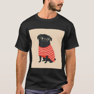 Mops mit Streifen verblüfft Stadt T-Shirt