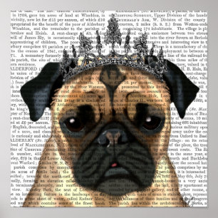 Mops mit Tiara Poster