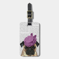 Mops mit Vintagem Lila Hut