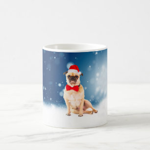 Mops mit Weihnachts-Weihnachtsmannmütze Tasse
