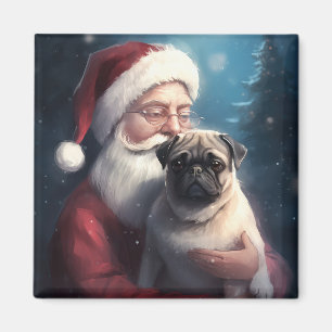 Mops mit Weihnachtsmann Festive Weihnachten Magnet
