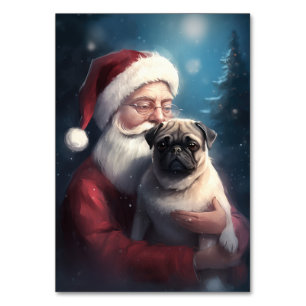Mops mit Weihnachtsmann Festive Weihnachten Tischnummer