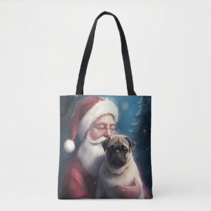 Mops mit Weihnachtsmann Festliches Weihnachten