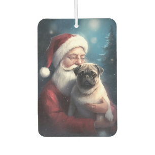 Mops mit Weihnachtsmann Weihnachten Autolufterfrischer