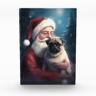 Mops mit Weihnachtsmann Weihnachten Fotoblock