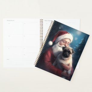 Mops mit Weihnachtsmann Weihnachten Planer