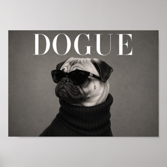 Mops Mode-Editorial-Hunde-Kunstposter Poster (Vorne)