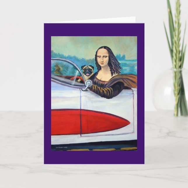 Mops & Mona Lisa Karten in Corvette (Vorderseite)