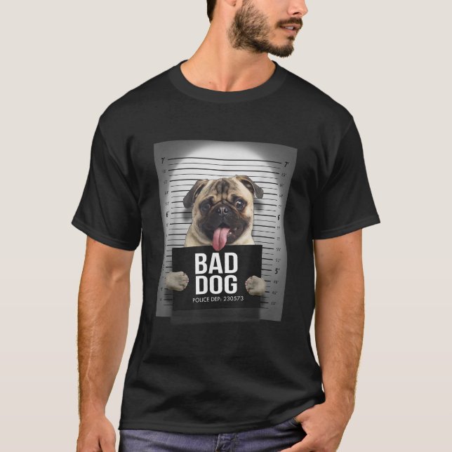 Mops Mugshot TShirt (Vorderseite)
