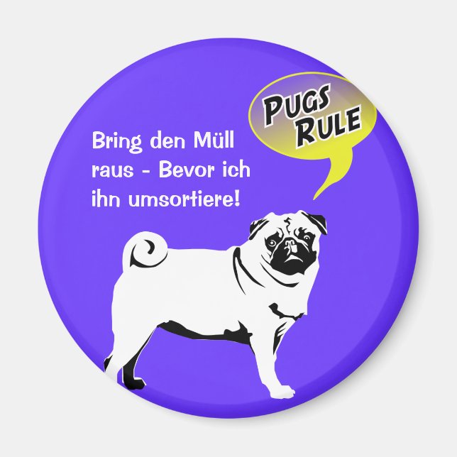 Mops Müll Regeln Magnet (Vorne)