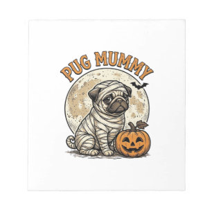 Mops-Mumie-Halloween-Vintage-Hund-Shirt-Design_1 Notizblock
